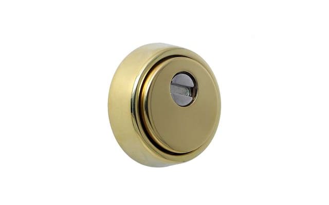 Escudo acorazado DISEC dorado con disco giratorio que protege el bombín