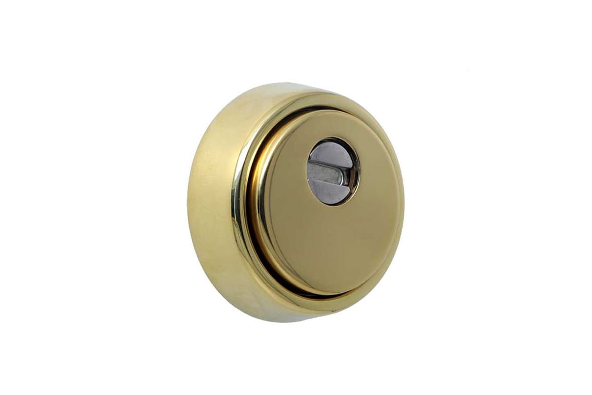 Escudo acorazado DISEC dorado con disco giratorio que protege el bombín